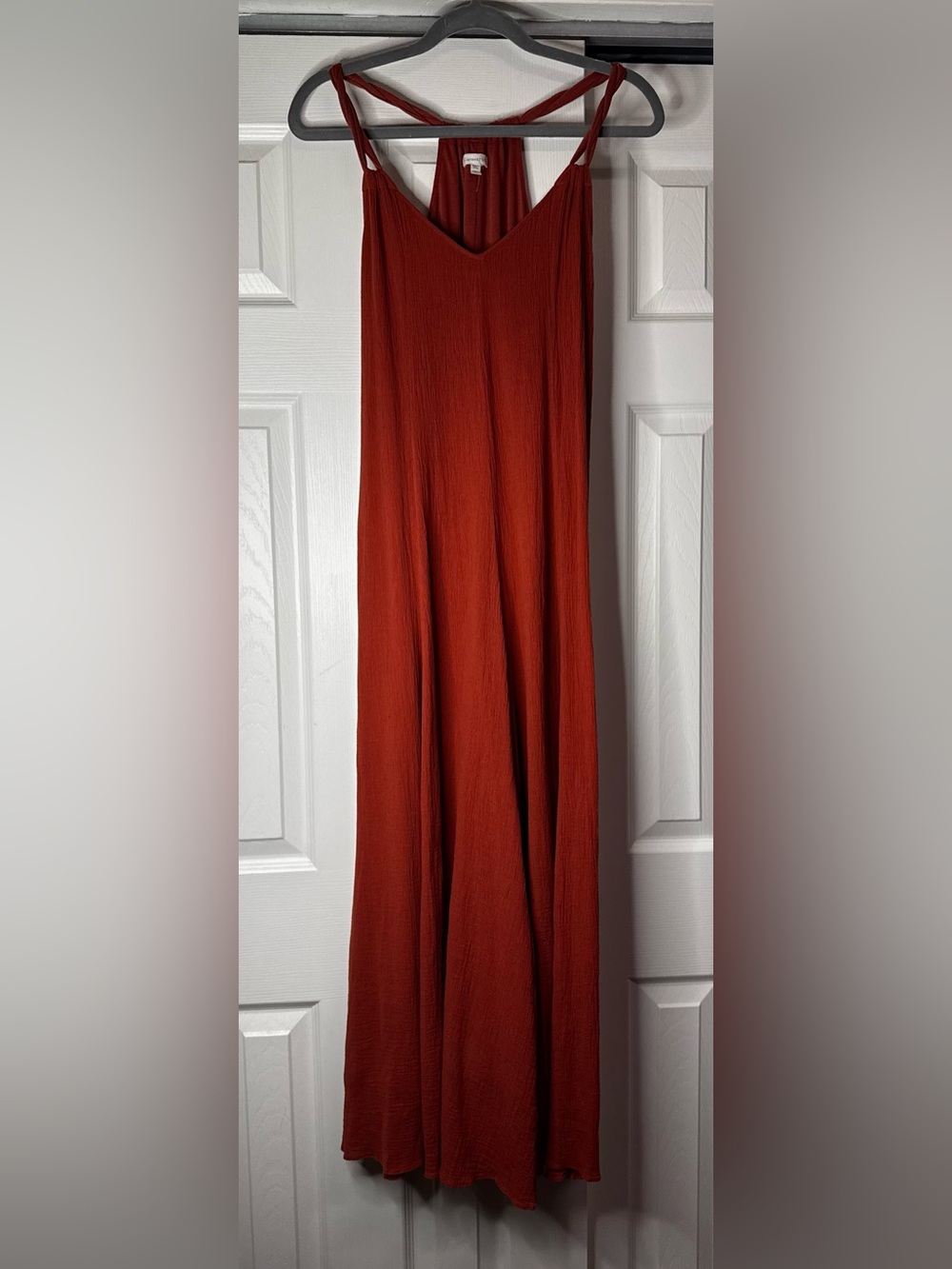 Garnet Hill Cotton Burnt Orange Braid Strap Maxi Dress - Size S
